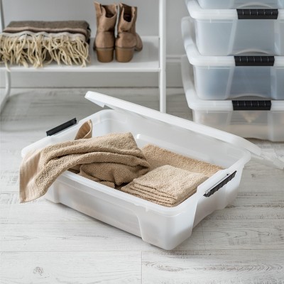 Clear Stackable Plastic Storage Bins with Lids, 6 Piece Set