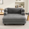 Oversized Chaise Lounge Modern Comfy Lounger Chenille Upholstered Sofa Bed with Deep Seat and Layered Armrests - ModernLuxe - 2 of 4