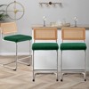 Bekrvio Bar Stools Set of 2/3/4, 26”/30" Barstool with Rattan Back, Velvet-Upholstered & Chrome Frame,Mid Century Modern Kitchen Stool for Island - 2 of 4