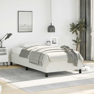 Bed Frame White Faux leather, plywood, engineered wood Twin XL - 1 of 4