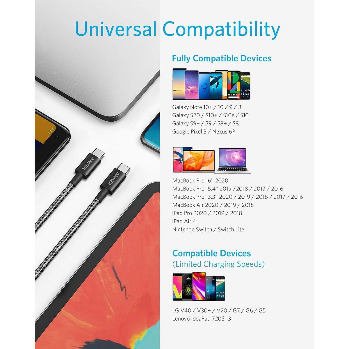 Anker USB C to USB C Cable, Type-C Charging Cord Fast Charge(10FT,100W) - thumbnail 5