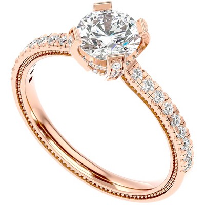 Pompeii3 1 1/2Ct Diamond & Moissanite Halo Engagement Ring in 10k Gold