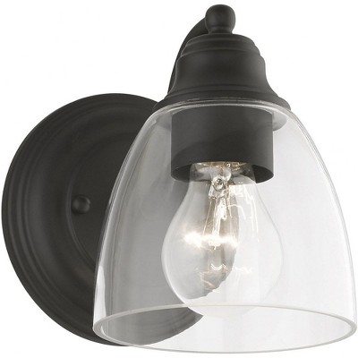Black Hand Blown Glass 1-Light Vanity Sconce