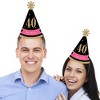 Big Dot of Happiness Chic 40th Birthday - Pink, Black and Gold - Cone Birthday Party Hats for Adults - Set of 8 (Standard Size) - 2 of 4