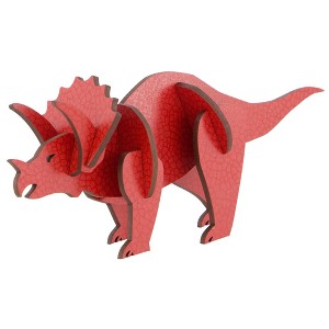 Little & Wood: Woodlet: Medium - Triceratops - Red, 3D Wooden Kit-Set, Ages 6+ - 1 of 4