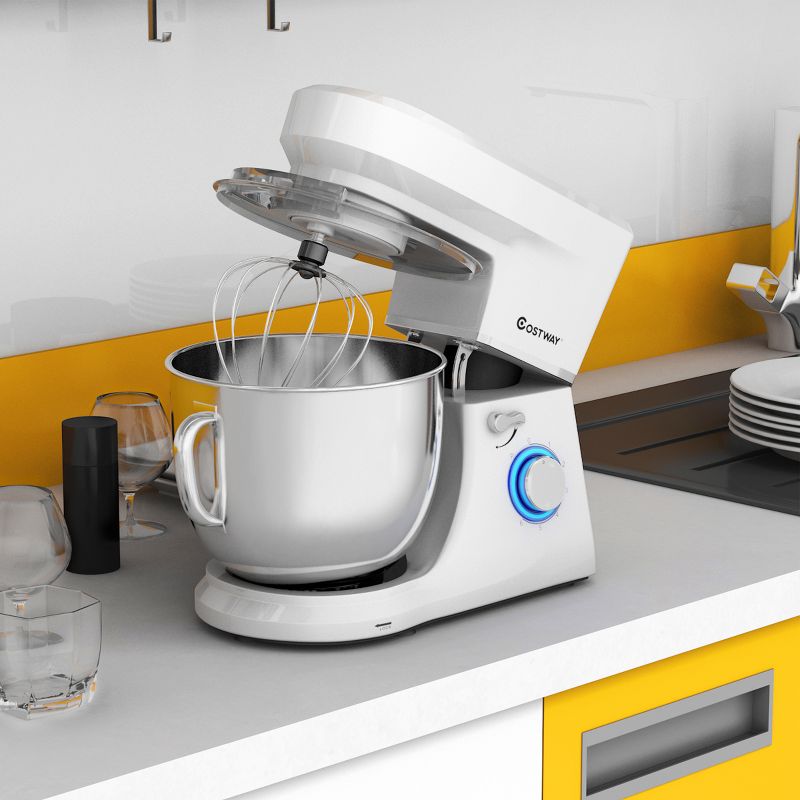 Costway Tilt-Head Stand Mixer 7.5 Qt 6 Speed 660W with Dough Hook, Whisk & Beater White, 2 of 11