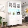 Costway Pantry Cabinet 77” Tall Kitchen Storage Cabinet with LED Lights & Charging Station,Freestanding Cupboard with 4 Adjustable Shelves - 2 of 4