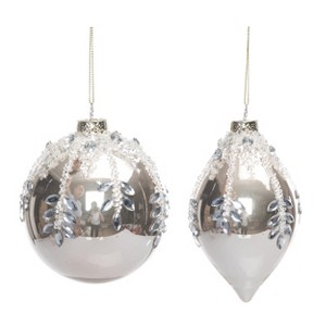 Transpac Glass Gold Ornament w/Jewel Detail Set of 2 Christmas Home Decorations - 1 of 1