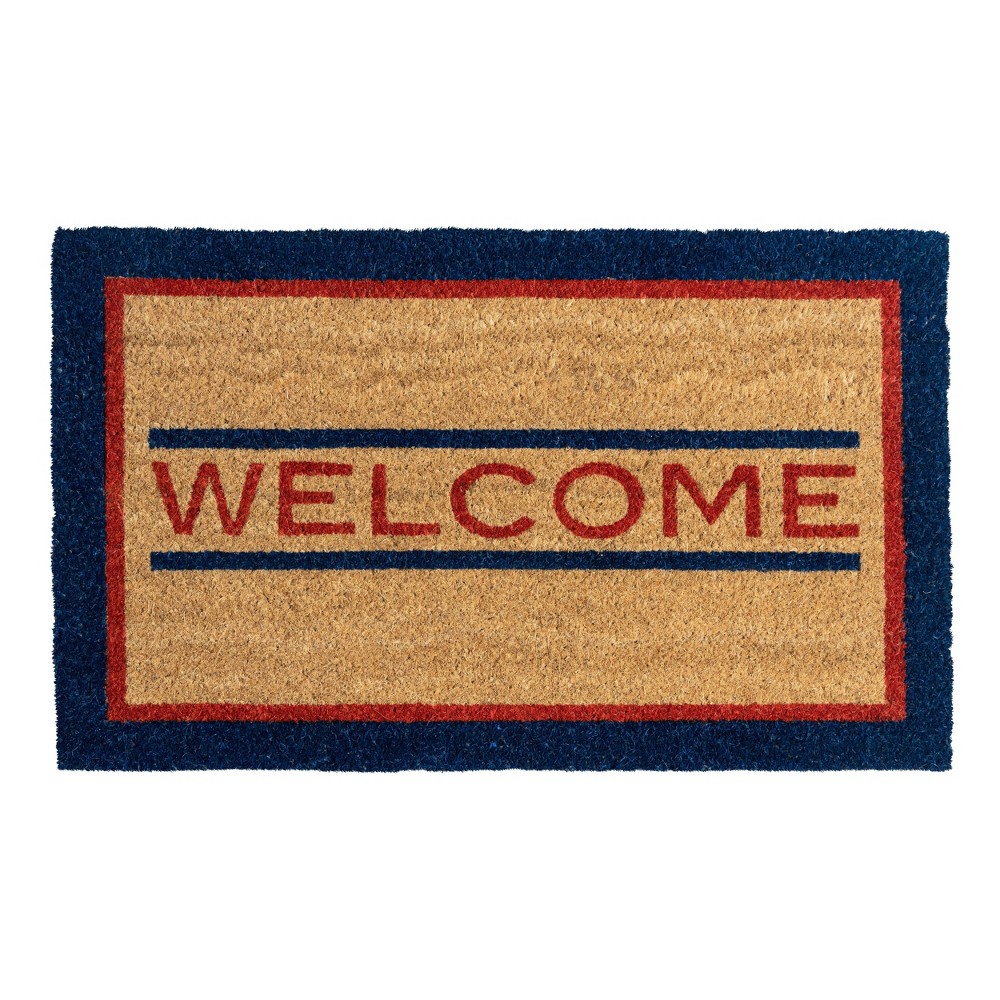 Photos - Doormat 1'4" x 2'4" Welcome Indoor/Outdoor Coir  Blue/Red/Brown - Entryways