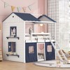 NicBex Full Size Bunk Bed Roof Shape Loft Bed Pine Bed Frame with Windows, Sills, Tent, Inclined Ladder and Guardrail, No Box Spring Required - 2 of 4