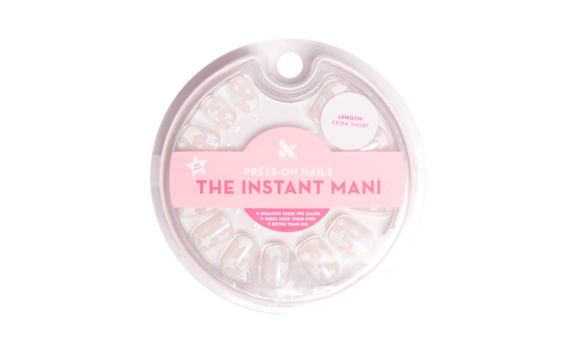 Olive & June Press-On Fake Nails - Extra Short Squoval - Pink Goldfish Large Star - 42ct