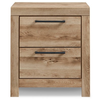 Hyanna Contemporary Beige 2-Drawer Nightstand with USB Charging
