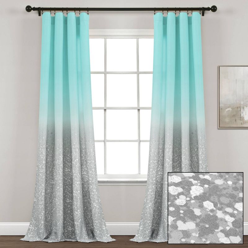 52"x84" Set of 2 Glitter Ombre Metallic Print Window Curtain Panels - Lush Décor, 1 of 9