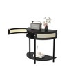 Alilang 31.88 Inch Black Half-Moon Console Table with Cane Front Drawers and Lower Shelf-Black - 4 of 4