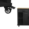 Gulches 47" Extendable Kitchen Island with Dining Table, Black MDF/Rubber Wood, Built-in Power Outlet, 2 Drawers & 2 Cabinets, Mobile/Stationary - 2 of 4