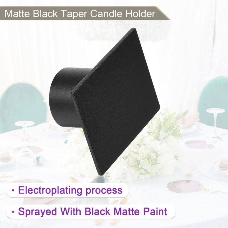 Unique Bargains Decor Party Taper Candle Holders Square Iron Candlestick Black, 5 of 7