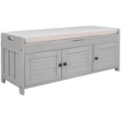 Dexmalle Shoe Storage Bench with 3 Shutter-shaped Doors,Gray