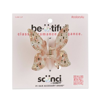 scünci be-ü-tiful Gold Embellished Butterfly Claw Clip - Pink Tortoise