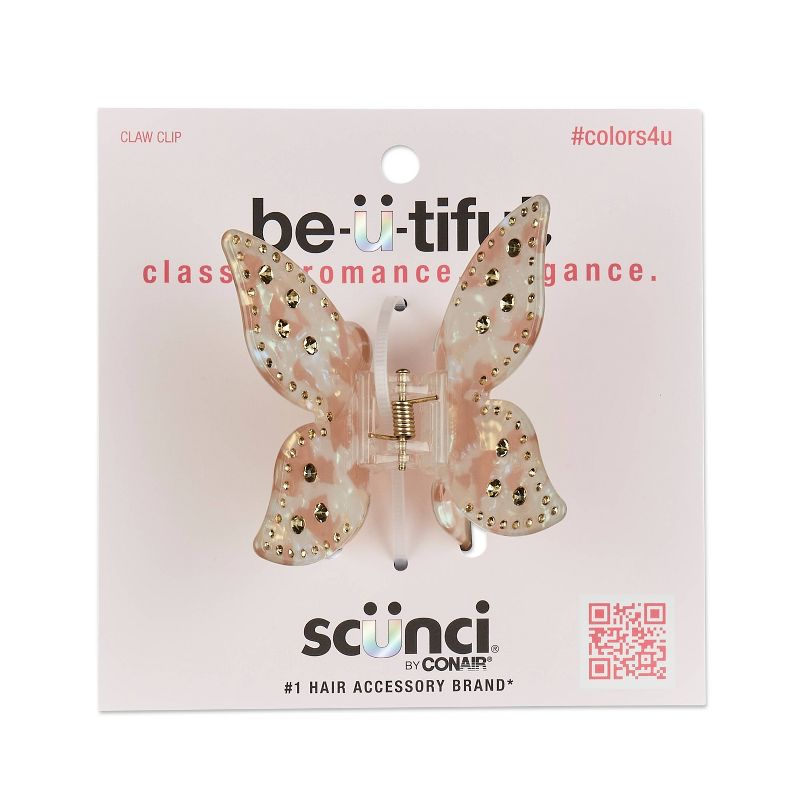 sc&#252;nci be-&#252;-tiful Gold Embellished Butterfly Claw Clip - Pink Tortoise, 1 of 8