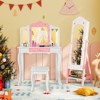 Infans Kids Vanity Set Princess Makeup Dressing Table and Chair Set w/ Jewelry Armoire - 3 of 4