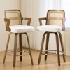 Bekrvio 26" Swivel Counter Height Bar Stools Set of 1/2/3/4,Faux Leather Upholstered Bar Chairs with Back & Arm for Kitchen Island,Black - 4 of 4