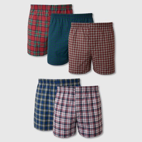 Hanes Men's Tartan Plaid Woven Boxer Shorts 5pk - Red/brown/blue Xxl ...