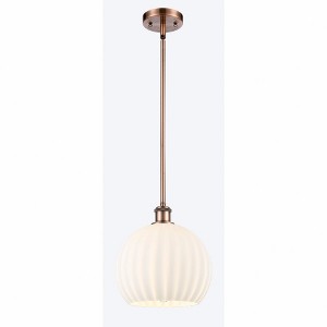 White Venetian - 1 Light Stem Hung Mini Pendant In Modern Style-11.75 Inches Tall and 10 Inches Wide - 1 of 1