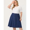Women's Plus Size Button Down Casual A-Line Pockets Midi Jean Skirts - Agnes Orinda - 3 of 4