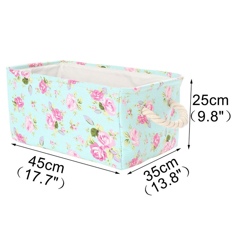 Unique Bargains Foldable Baskets Canvas Fabric Cube Container with Rope Handles Storage Bins, 3 of 7