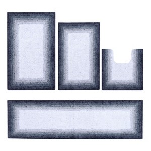 Torrent Collection 4 Piece 100% Soft Cotton Tufted Weave Bath Rug Set, Ombre Pattern, Super Soft & Absorbent, Machine Washable Bathroom Mats - 1 of 4