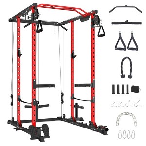 Power Cage 2000LBS, Multi-Functional Squat Rack with Cable Cross-Over System & LAT Pull Down, 5-in-1 Home Gym Strength Trainer - 1 of 4
