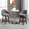 HOMCOM Bar Stools Set of 4, Linen Fabric Kitchen Counter Stools with Nailhead Trim, Rubber Wood Legs and Footrest for Dining Room, Pub, Dark Gray - 2 of 4