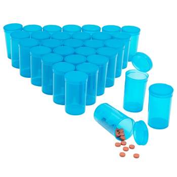 Juvale 30 Pack Empty Pill Bottles with Pop Top Caps, 19 Dram Prescription Medicine Containers (Blue)
