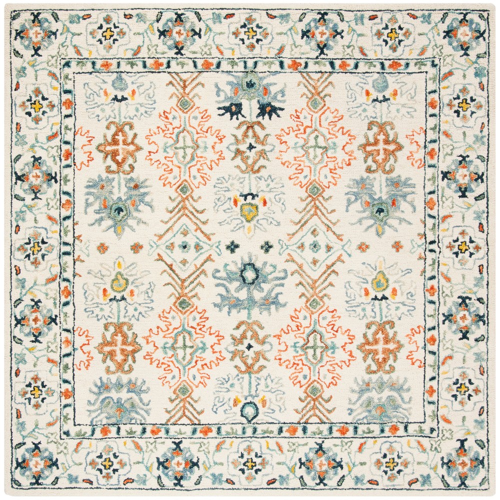 7'X7' Medallion Tufted Square Area Rug Ivory/Blue - Safavieh