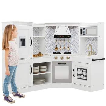 Best Choice Products Pretend Play Corner Kitchen, Ultimate Wooden Toy Set for Kids w/ 6 Accessories