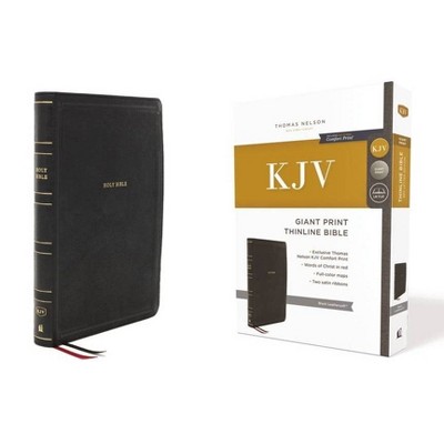 Kjv, Thinline Bible, Giant Print, Leathersoft, Black, Red Letter Edition, Comfort Print - Large Print by  Thomas Nelson (Leather Bound)