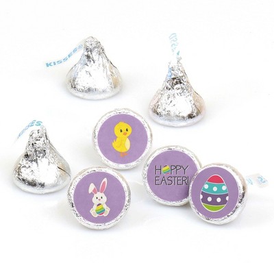 Big Dot of Happiness Hippity Hoppity - Easter Bunny Party Round Candy Sticker Favors - Labels Fit Hershey's Kisses (1 sheet of 108)