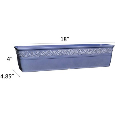 Slate Blue Resin Rectangle Planter with Classic Design, 18 Inches