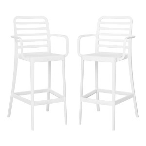 WestinTrends Playa 29.5" Outdoor Polypropylene Plastic Patio Bar Height Stools (Set of 2) - 1 of 4