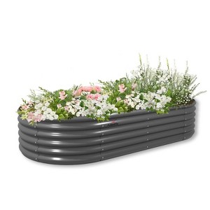 Rbied Galvanized Raised Garden Beds Outdoor, Oval Round Metal Planter Box, Anti-Rust & Easy-Setup, Quartz Grey - 1 of 4