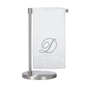 BC BARE COTTON Monogrammed Bath Towel, Personalized Gift, 27 x 54 inches - Set of 1 - White - Silver Script - 1 of 4