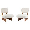 [Beige+Natural Set of 2] Modern lounge chair with polyester fabric and sturdy wooden base, simple design, stylish and comfortable. - 4 of 4