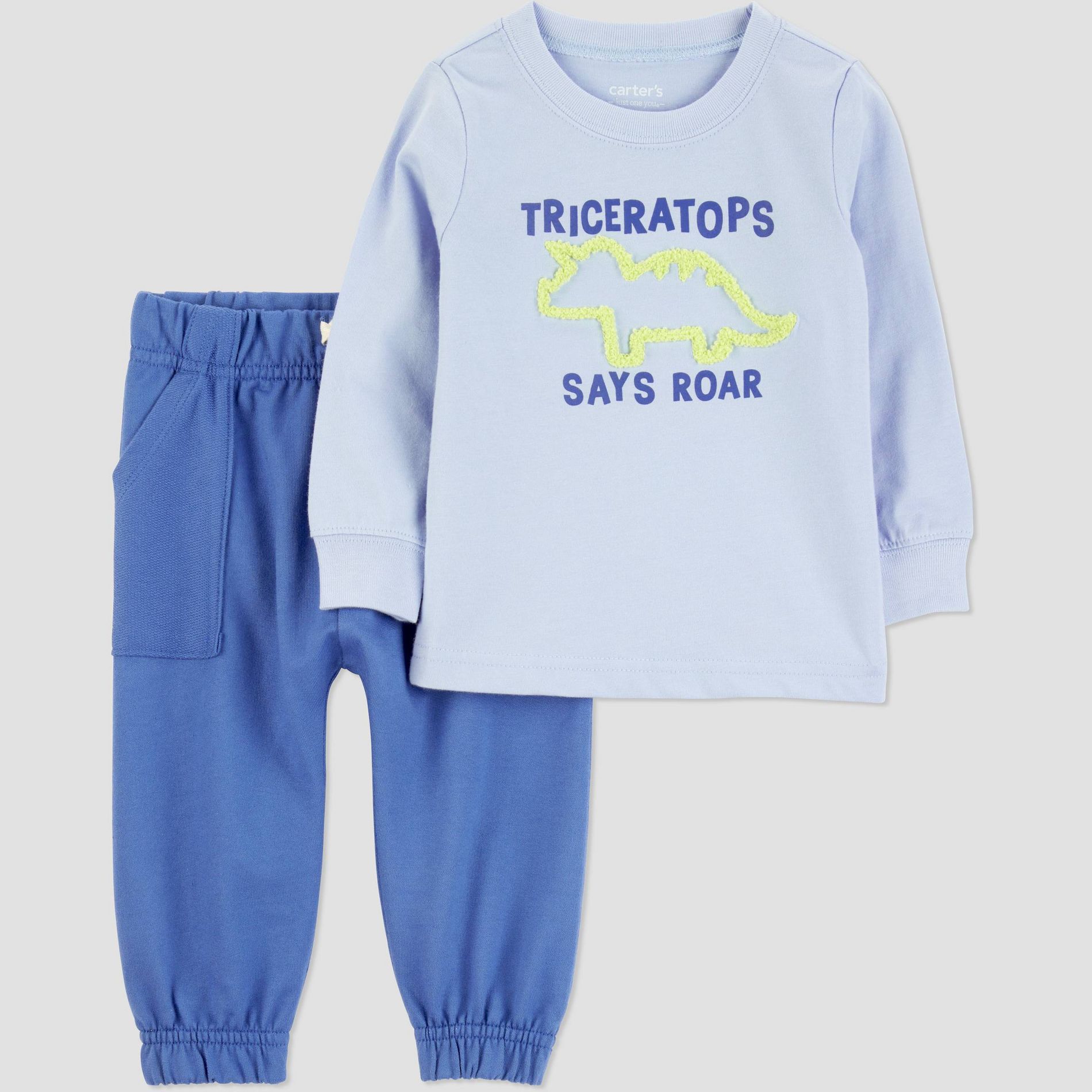 Carter's Just One You® Baby Boys' 2pc Neon Dinosaur Sweatshirt and Jogger Pants Set- Blue