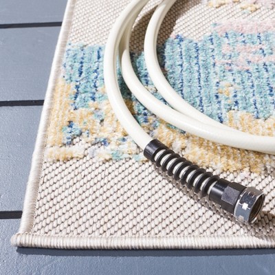 Cabana Blue and Pink Geometric Square Area Rug