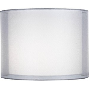 Springcrest Silver and White Double Sheer Small Drum Lamp Shade 12" Top x 12" Bottom x 9" High (Spider) Replacement with Harp and Finial - 1 of 4