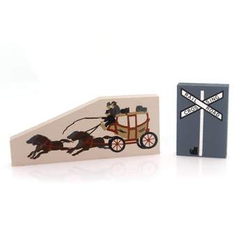 Cats Meow Village 2.0 Inch Western Accessory Set / 2 Retired Rail Road Wagon Village Accessories