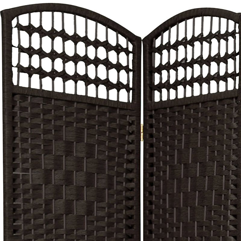 5 1/2 ft. Tall Fiber Weave Room Divider - Black (3 Panels), 3 of 5