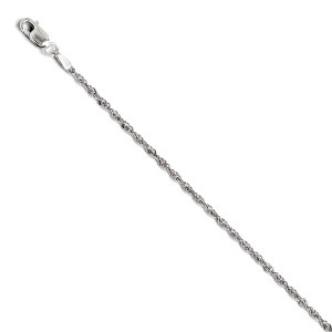 Black Bow Jewelry 1.6mm 14k White Gold Diamond Cut Singapore Chain Bracelet & Anklet - 1 of 4