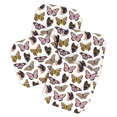 Jessica Molina Texas Butterflies Blush and Gold Coaster Set - Deny Designs