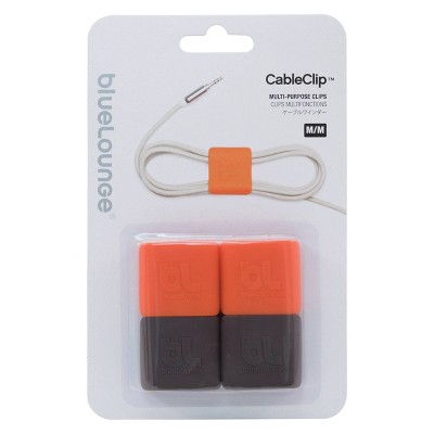 4pk CableClip Multi-Purpose Clips Medium Orange/Gray - BlueLounge